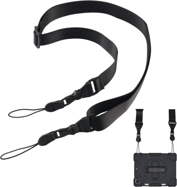 KEQKEV Bandoulière réglable, sangle tour de cou confortable à dégagement rapide pour iPad, tablette, appareil photo, jumelles, sac à bandoulière pour ordinateur portable, noir, Medium