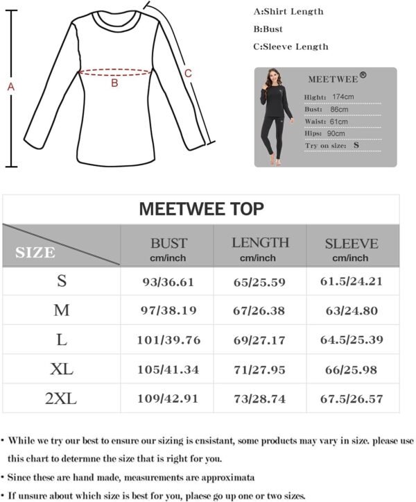 MEETWEE Tee Shirt Thermique Femme, Manche Longue Maillot de Compression Base Layer sous-Vêtements Thermique pour Sports Ski Running – Image 6