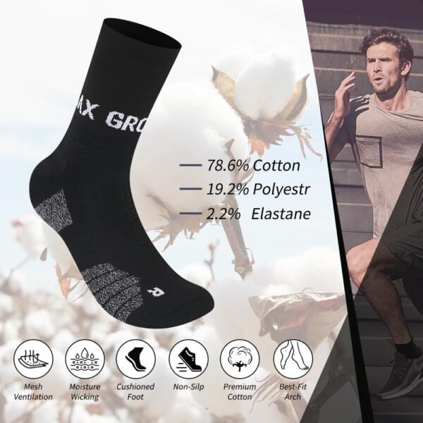 ZZLLKQ Chaussettes Homme Femme 43-46 37-42 Coton, 3 Paires Chaussettes Sport Homme Haute, Anti-Ampoule, Anti-Odeur, Thermiques Elastique Chaussettes pour Randonnée Running Cycliste Travail – Image 2