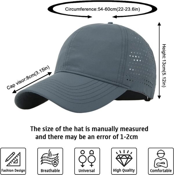 Baynetin Casquette de Baseball Séchage Rapide Homme, Unisexe Chapeau de Sports- Maille Pliable Protection Contre Soleil Légère Respirante Réglable – Image 6