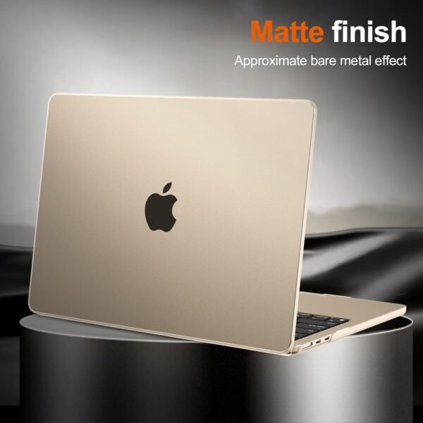 EooCoo Coque Compatible avec MacBook Air 13,6 Pouces M4 M3 M2 2025 2024 2022: Liquid Retina 13,6" A3240 A3113 A2681 [Identique au Mac Nu] Moins de Traces de Doigts Étui Rigide - Lumière stellaire Mat – Image 3