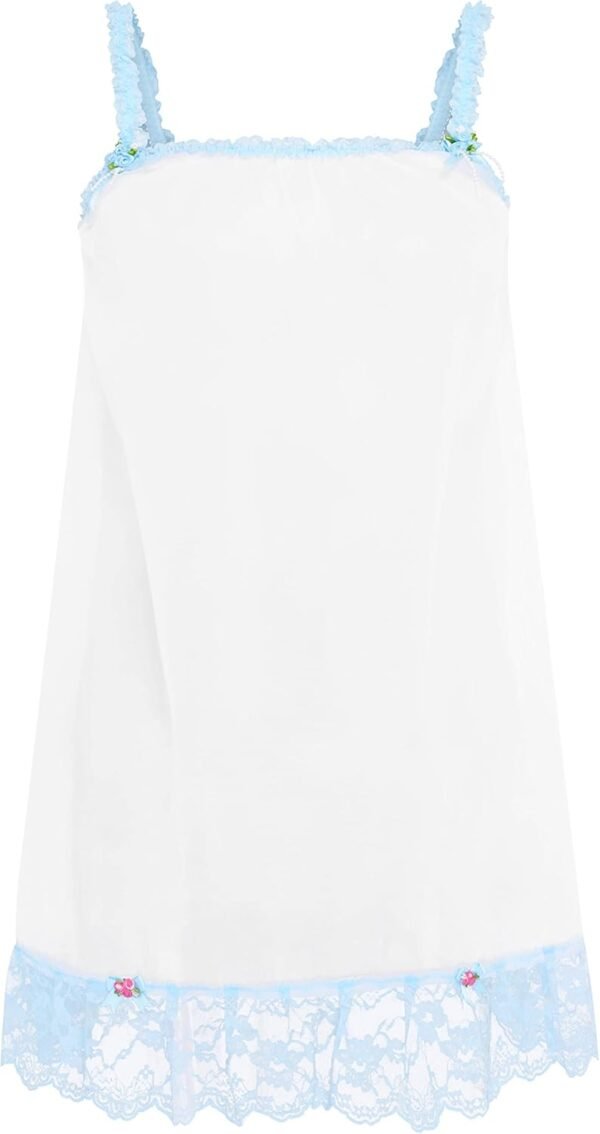 Satini Lingerie Transparente efféminé Nuisette Volants Froufrou Dentelle Slip Complet Vêtements de Nuit