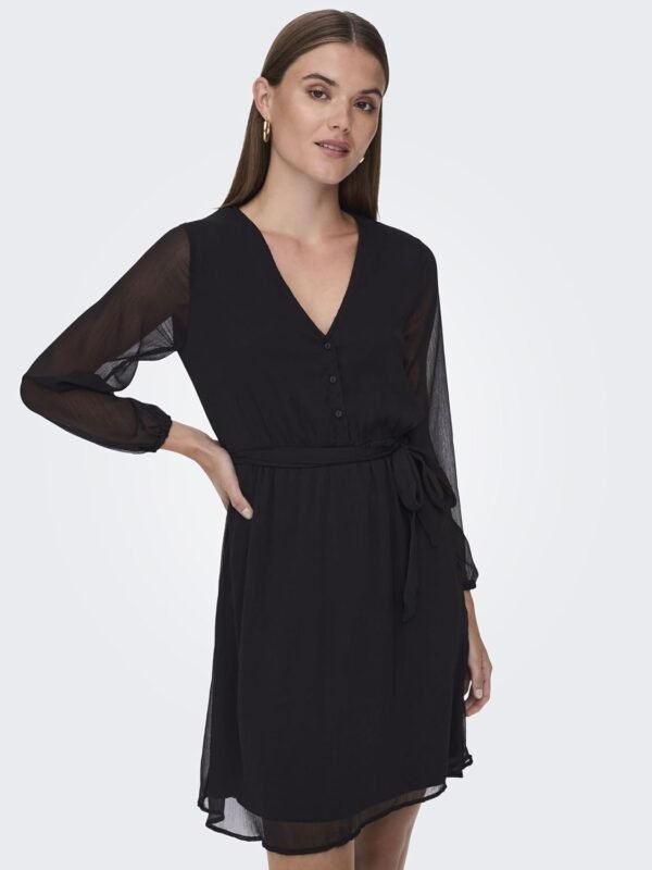 ONLY Robe Chemise Mini Manches Longues en Mesh imprimé avec col en V boutonné ONLCERA – Image 8
