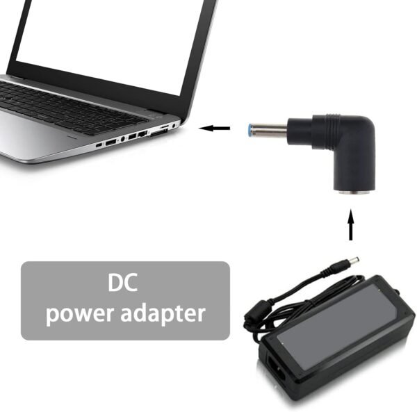 4pcs 4 Adaptateurs Mâles Femelles d'adaptateur d'alimentation DC Compatible avec HP Compatible avec Dell l'adaptateur d'alimentation pour Ordinateur Portable 90 Degrés, Noir – Image 2