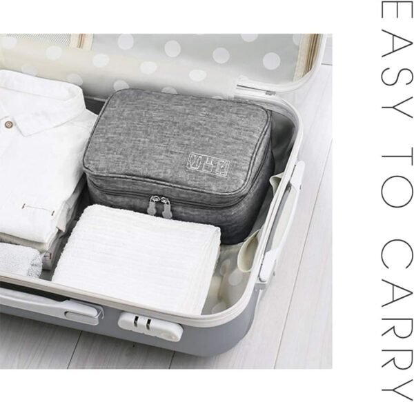 OrgaWise Sac Électronique Multifonctionnel Sac Câble Portable Étanche pour Tablette, Disque Dur Externe, Chargeur, Câbles, Objets, Adaptateurs, Cartes Mémoire, Câbles USB (3 Couche, Gris) – Image 4