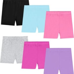 KEREDA Short Fille Enfant Cyclist Legging Court Gymnastique Danse Sport 2-10 Ans Lot de 6