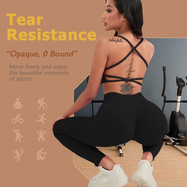 Neteson Legging Sport Femme Anti Cellulite Collants Course Leggings Push Up Taille Haute Opaque sans Couture Pantalon Compression Butt Lift Yoga Pants Gym Running – Image 5