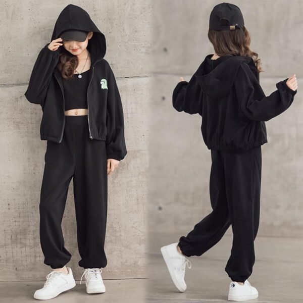 YFPICO Enfant Fille Survêtement Ensemble 3 Pièce Vêtement de Jogging Sweat-shirt et Pantalon de Sport Costume Joggers Automne Sportwear – Image 5