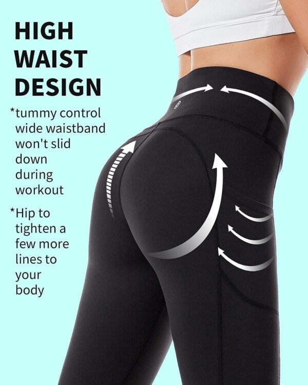 CAMBIVO Legging de Sport Femme, Leggings Push up Taille Haute Flexible, Pantalon Yoga Butt Lift et Contrôler du Ventre avec Poches pour Sport Pilates Running Fitness – Image 6