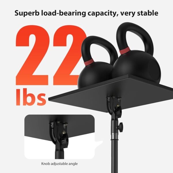 LEORFI Support Vidéoprojecteur - Hauteur Réglable 60-115 cm avec Plateau Rotatif, Trépied Stable Anti-Dérapant pour Home Cinéma/Bureau/DJ - Charge Max 10 kg, Base Élargie – Image 2