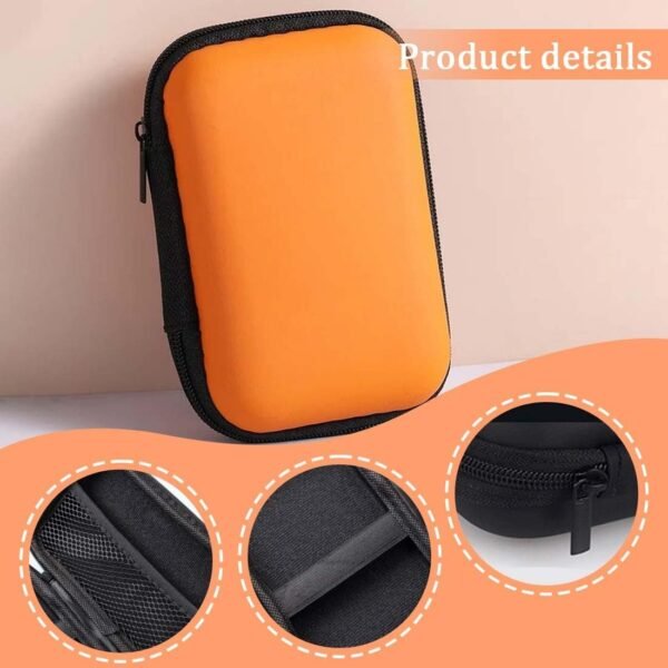 Coque pour disque dur externe Sac Disque Dur pour 2.5'' disque dur Portable HDD SSD Étui case Compartiments Intérieurs avec Proche Filet Disque dur Protection Sac Antichoc Rigide Coque, couleur orange – Image 3