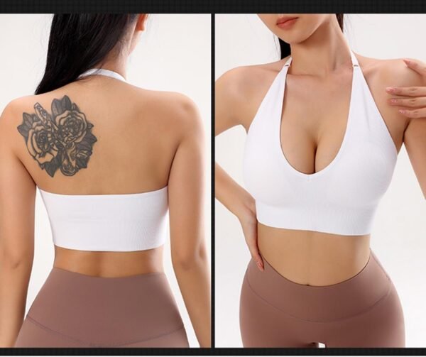 LAOSU Soutien Gorge De Sport Femme Col en V Profond Bustier Rembourré Sexy Gym Push Up Dos Bretelles Réglables, Lingerie Transparente – Image 4