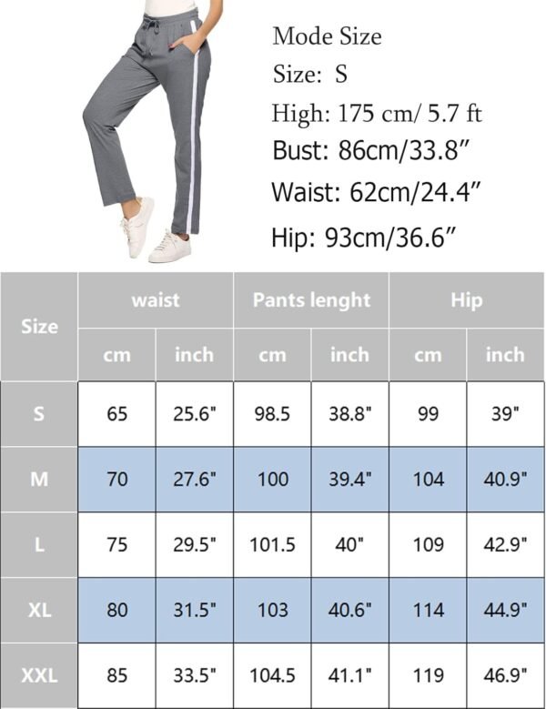 Irdcomps Pantalon de Sport Femme Coton Pantalon de Jogging Bas de Survêtement Pants Décontracté à Rayures Couleur Unie avec Poches Bande Pantalon de Loisirs pour Running Fitness Training Yoga – Image 6