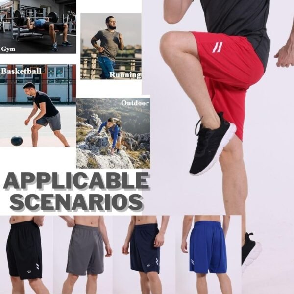 fovdtaa Lot de 5 shorts de sport pour homme avec poches et taille élastique, séchage rapide, shorts de course à pied – Image 5