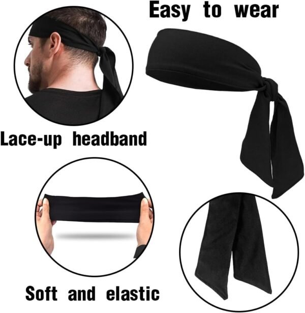 2 Pcs Bandeaux de Sport, Bandeau de Tennis Unisexe, Bandeau de Course, Bandeaux de Yoga, Bandeau Élastique Respirant Antidérapant, pour Homme et Femme – Image 4