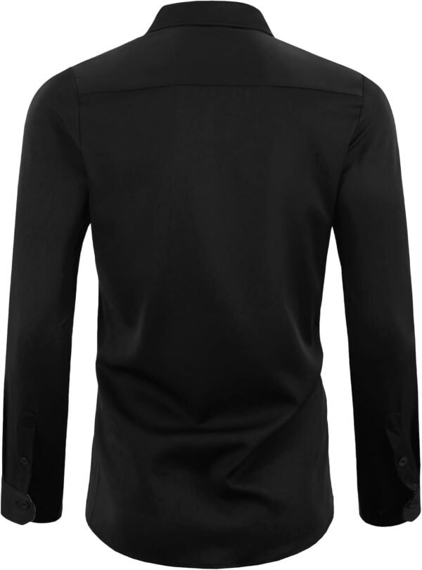 LVCBL Chemise habillée à manches longues pour homme - Contraste intérieur - Décontracté - Classique - Chemise boutonnée – Image 2