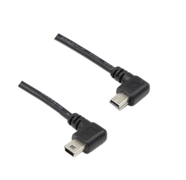 CERRXIAN 9 pouces Mini combinaison de câble USB Mini USB à angle droit et gauche d'angle mâle vers USB Type A 2.0 Angle gauche Homme synchronisation des données et câble de charge (1 paire) – Image 5