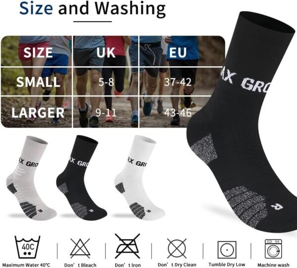 ZZLLKQ Chaussettes Homme Femme 43-46 37-42 Coton, 3 Paires Chaussettes Sport Homme Haute, Anti-Ampoule, Anti-Odeur, Thermiques Elastique Chaussettes pour Randonnée Running Cycliste Travail – Image 5
