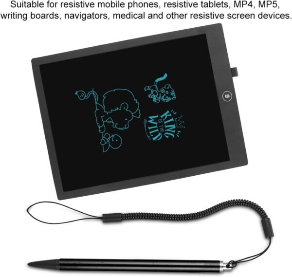 Risegun Stylet Tactile, Stylet de Peinture à Écran Stylus Pen Stylo Résistif avec Corde de Printemps pour Navigateur POS PDA (Noir) – Image 4