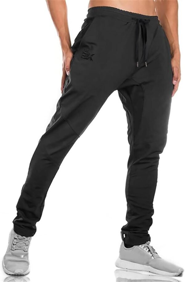 BROKIG Jogging Homme Sport Pantalon de Double Poche,Pantalons Fitness Zippés et Stretch pour Hommes Pantalon Survêtement Coton