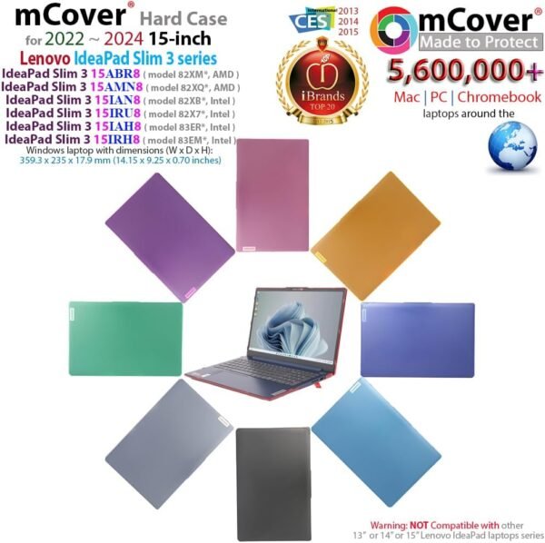 mCover Coque Compatible avec Lenovo IdeaPad Slim 3 2022-2024 15" | 3i 15ABR8 / 15AMN8 / 15IAH8 / 15IAN8 / 15IRH8 / 15IRU8 (ne Convient Pas à d'autres modèles Lenovo) - Aqua – Image 2