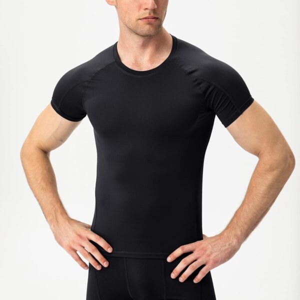 Tee Shirt Compression Homme Manches Courtes, T Shirt Sport Séchage Rapide Respirant Maillot Running Baselayer Haut – Image 2