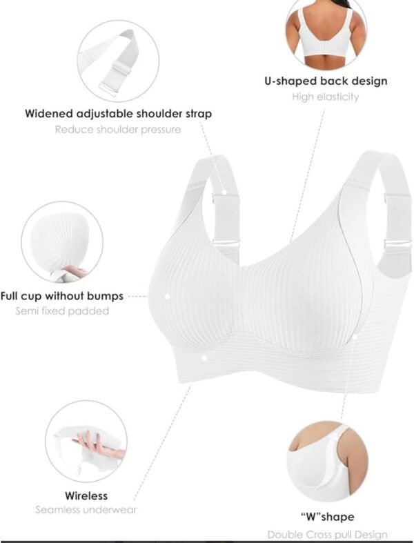 RLEHJN Lot De 3 Soutiens-Gorge De Sport Femme sans Armatures Brassière Femme Sexy Push Up Anti-Affaissement Soutiens-Gorge Dos Nu Bretelles Réglables Doux Et Respirant Brassière De Tous Les Jours – Image 6