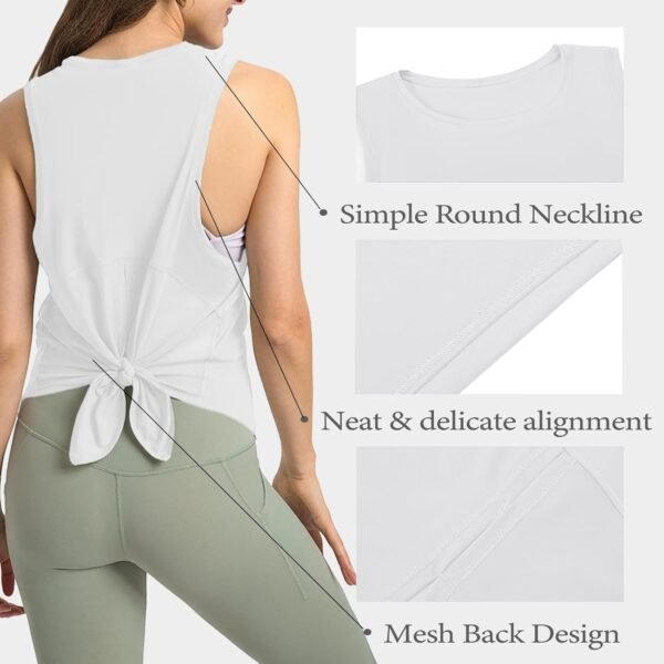 ATRACTIVOLL Débardeur de Sport Femme, Hauts de Yoga Shirt sans Manches, Respirant Rapide léger en Maille, Dos Nageur Gilet T-Shirts pour Running Fitness Gym Exercice Jogging Sportif Tank Tops – Image 5