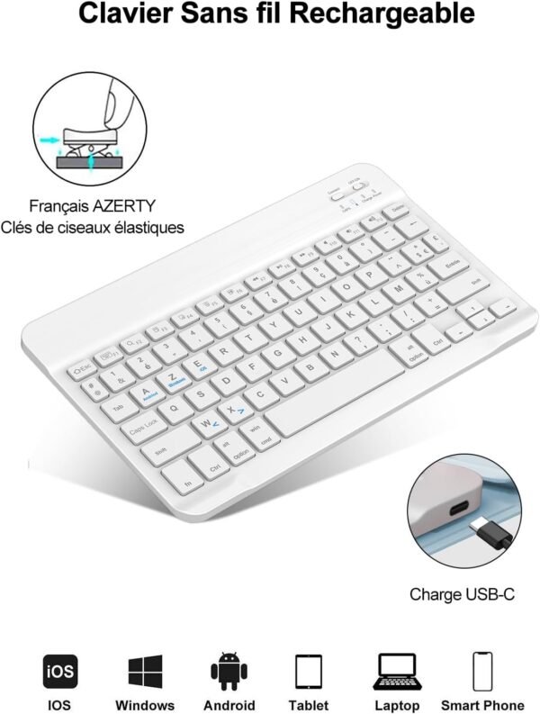 FOGARI Clavier pour Lenovo Tab M11 11'' 2024, AZERTY Français Clavier Bluetooth sans Fil, Intelligent Housse pour Lenovo Tab M11 Tablette TB-330XU/330FU - Gris – Image 3
