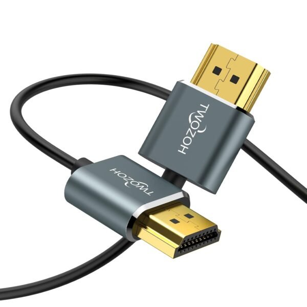 Twozoh Câble HDMI vers HDMI Slim 1M, extrêmement fin Câble HDMI flexible pour 4K/3D, 1080p, Ultra HD, 3D