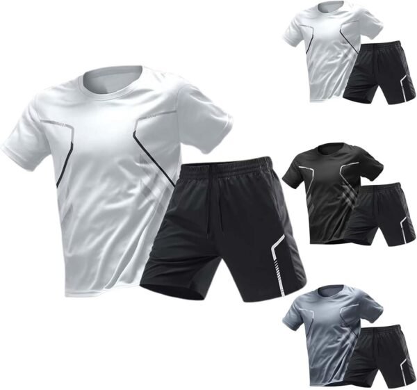Combinaison Homme Complète Court Combinaisons de Gymnastique Sportive Ensemble de Vêtements de Sport Confortable et Respirant Combinaison de Sport en Soie Glacée Grande Taille à Séchage Rapide – Image 6