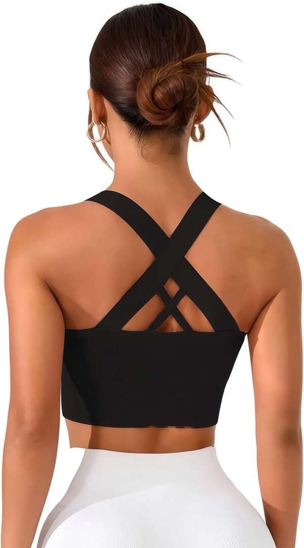 MUNSKT Brassiere Sport Femme Soutiens Gorge de Sport Femme Armature Elastique Yoga Bra Tops Amovibles Coussinets Fitness – Image 2