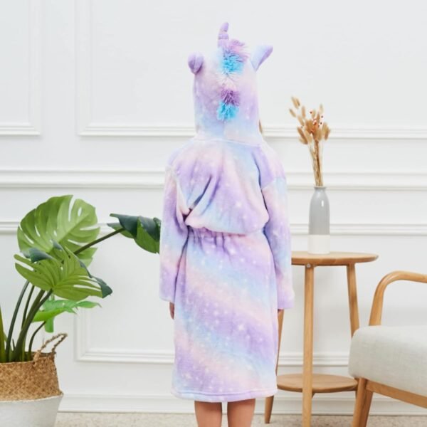 Peignoir Licorne pour Filles Robes de Chambre en Molleton Doux avec Capuche – Image 3