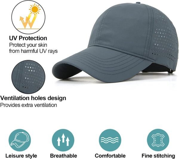 Baynetin Casquette de Baseball Séchage Rapide Homme, Unisexe Chapeau de Sports- Maille Pliable Protection Contre Soleil Légère Respirante Réglable – Image 4