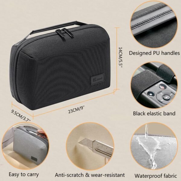Kaxich Étui Rigide de Voyage pour Accessoires Électroniques, Organisateur Accessoires Électroniques Sac Câble Portable pour Disque Dur Externe, Chargeur, Adaptateurs, Cartes Mémoire, Câble USB (Beige) – Image 3