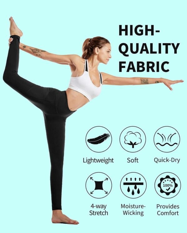 CAMBIVO Legging de Sport Femme, Leggings Push up Taille Haute Flexible, Pantalon Yoga Butt Lift et Contrôler du Ventre avec Poches pour Sport Pilates Running Fitness – Image 3