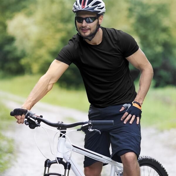 Aomig T-Shirts de Sport pour Hommes, T-Shirt À Manches Courtes Fitness, Séchage Rapide Respirant Baselayer Hauts Tee Shirt, T-Shirts de Sport À Manches Courtes et Col Rond pour Homme – Image 6