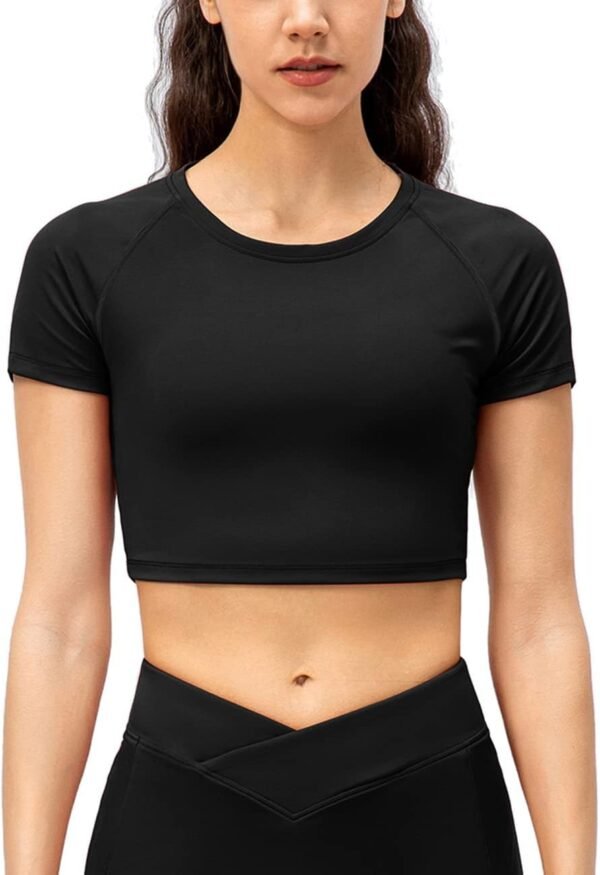 Femme Sports Aptitude De Base Fitness Manche Courte Tee T Shirts Compression Hauts Courts