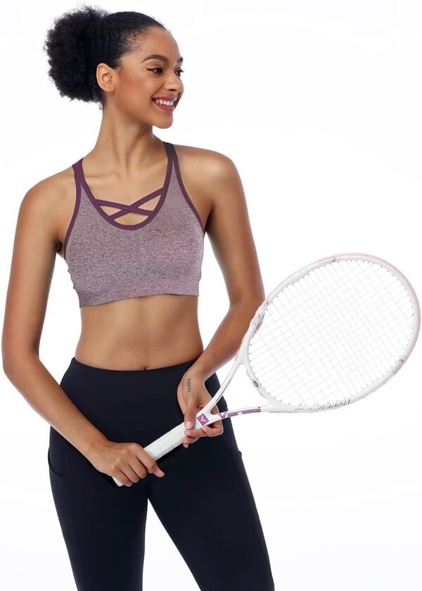 ANGOOL Femme Soutien Gorge de Sport Coussinets Amovibles Brassière Dos croisé Yoga Bustier sans Armature – Image 5