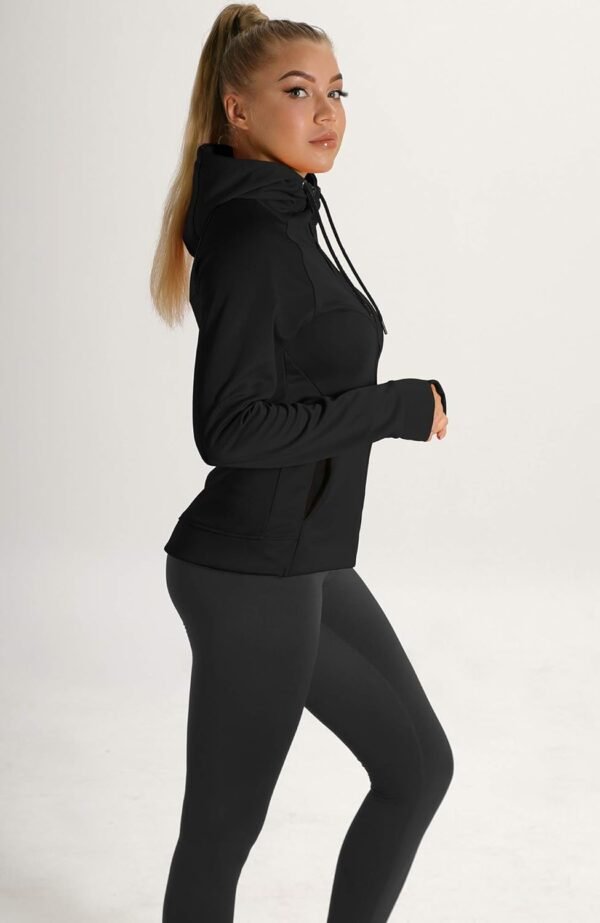 icyzone Veste de Sport pour Femme - Sweat à Capuche Poignets élastiques avec Trous de Pouce pour l’Exercice, la Gym et Autres Sports – Image 4