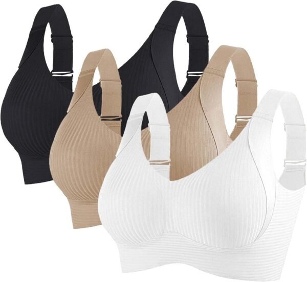 RLEHJN Lot De 3 Soutiens-Gorge De Sport Femme sans Armatures Brassière Femme Sexy Push Up Anti-Affaissement Soutiens-Gorge Dos Nu Bretelles Réglables Doux Et Respirant Brassière De Tous Les Jours