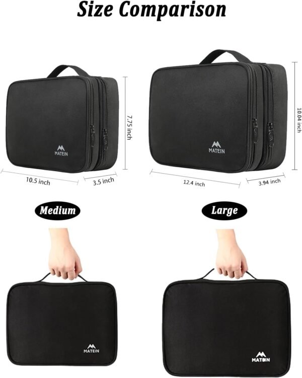 MATEIN Cable Organizer Bag, 2 Couches Noir pour Cable de Charge Téléphone Portable iPad Chargeur Alimentation Mobile Organizer Cable Pocket Rangement Cable, Noir – Image 2