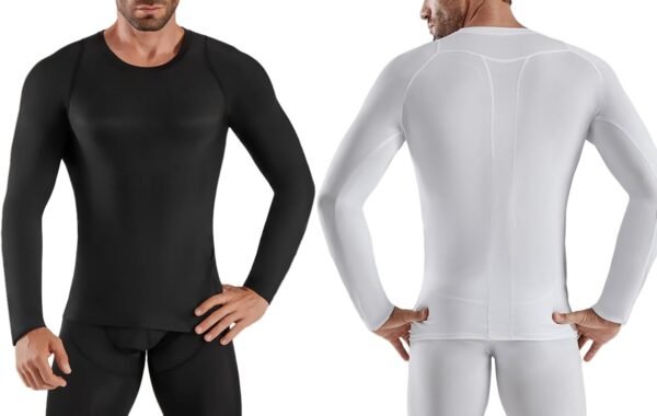 Smatstyle Maillot Compression à Manches Longues pour Homme Sports Séchage Rapide en Maille Respirante pour Course à Pied Fitness