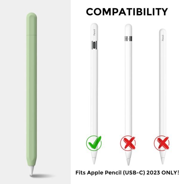 AhaStyle Coque Apple Pencil (USB-C) 2023 Housse Protectrice Ultra Fine Apple Pencil Étui Grip Antidérapant Compatible avec Apple Pencil USB C (Avocado Green) – Image 2