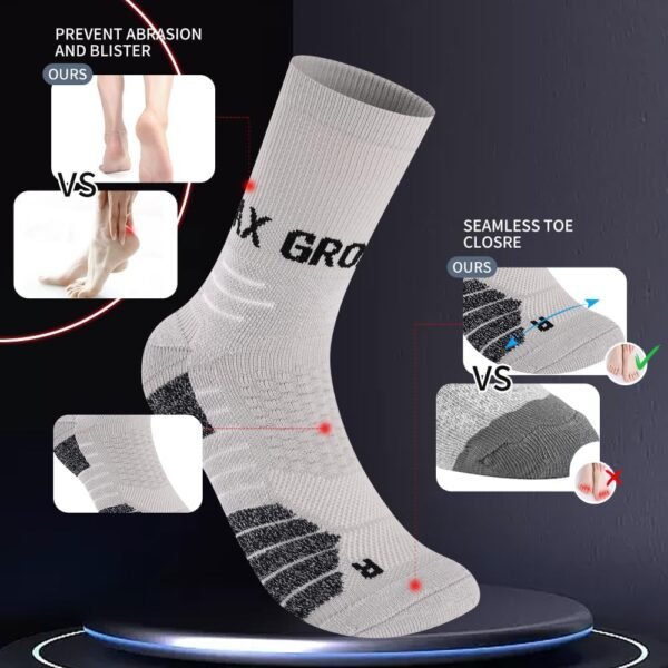 ZZLLKQ Chaussettes Homme Femme 43-46 37-42 Coton, 3 Paires Chaussettes Sport Homme Haute, Anti-Ampoule, Anti-Odeur, Thermiques Elastique Chaussettes pour Randonnée Running Cycliste Travail – Image 6