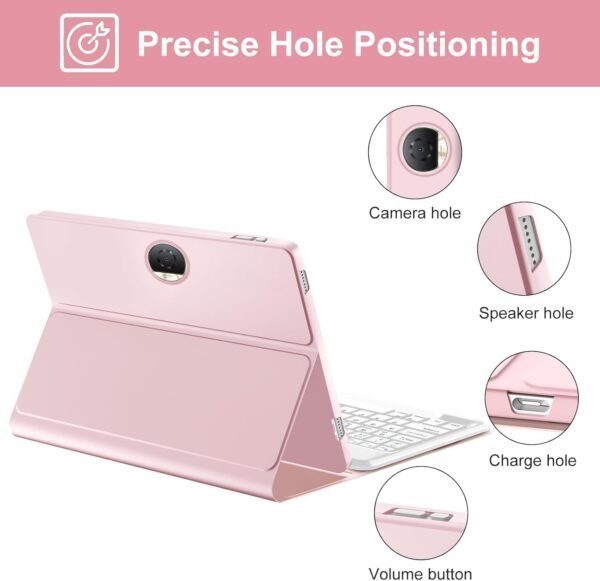 JADEMALL Coque Clavier pour Honor Pad 9 12.1" 2024, AZERTY Français Clavier Bluetooth Détachable Magnétique pour Tablette Honor Pad 9 12.1", Rose – Image 5