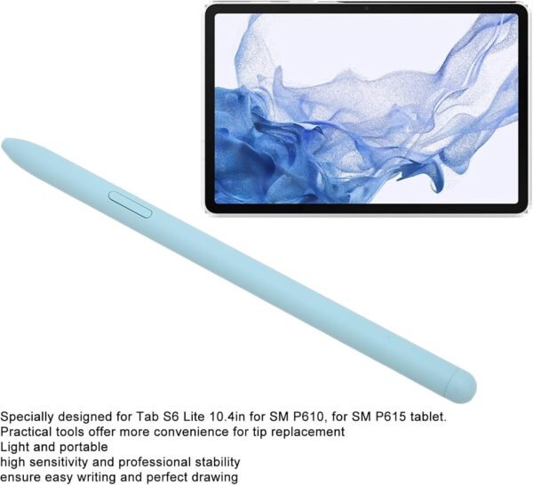 Tab S6 Lite, Stylet Tactile S Pen en Plastique Très Sensible avec 5 Embouts de Rechange pour Tablette SM P610 SM P615 (Bleu) – Image 5