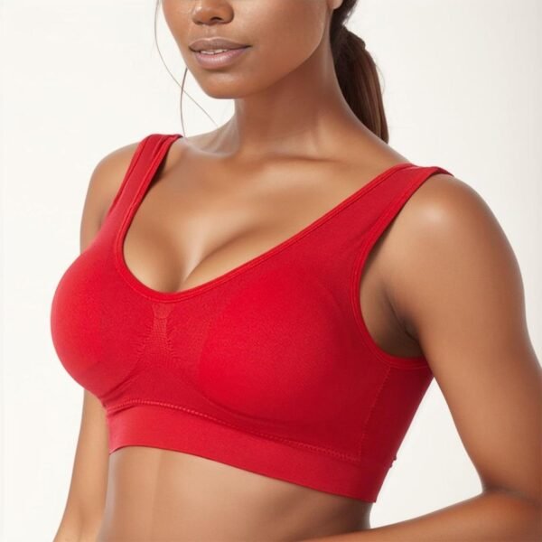 Generisch 2026 - Soutien-gorge de sport MID Keyhole sans coutures pour femme avec coussinets amovibles - Vêtement de service - Soins pour femmes, rouge, XL – Image 3