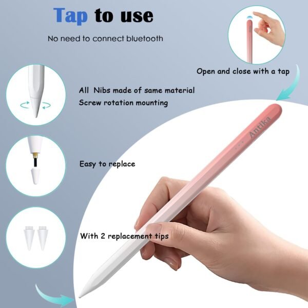 R3 Stylet Capacitif Universel Compatible avec Tablette Android iOS Apple iPad/Pro/Air/Mini/Huawei/Samsung/Lenovo/Xiaomi Tous Les Smartphones et tablettes (Pinkwhite) – Image 4