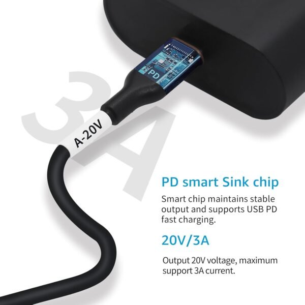 DSD TECH MagicConn SH-CP20A Câble d'alimentation USB Type C PD vers DC(55x25)-20V – Image 3